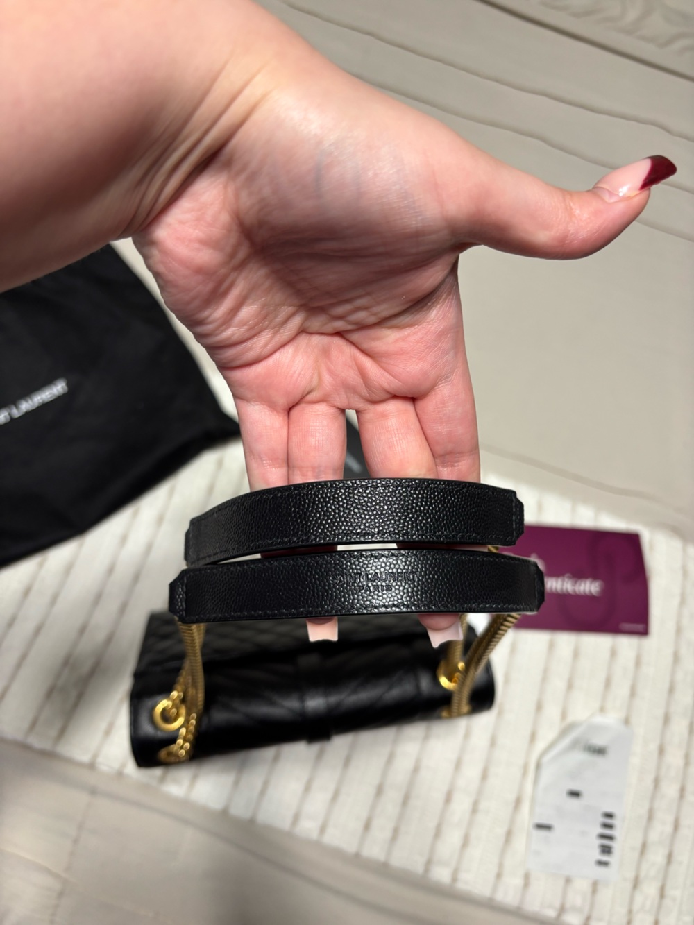 Like NEW YSL Medium Envelope Quilted Flap Bag In Black - Picture 12 of 16